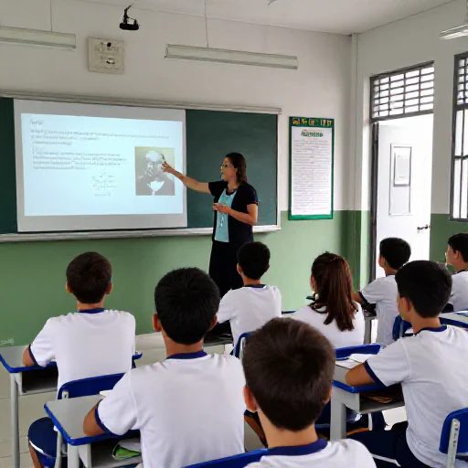 Professora dando aula no quadro